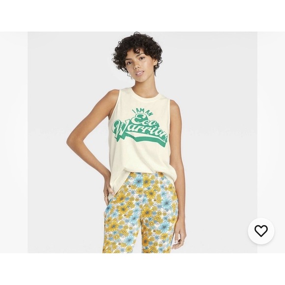 Modern Lux Tops - Modern LUX Eco Warrior Graphic Tank Top Women's White Sleeveless Cotton, Size 2X